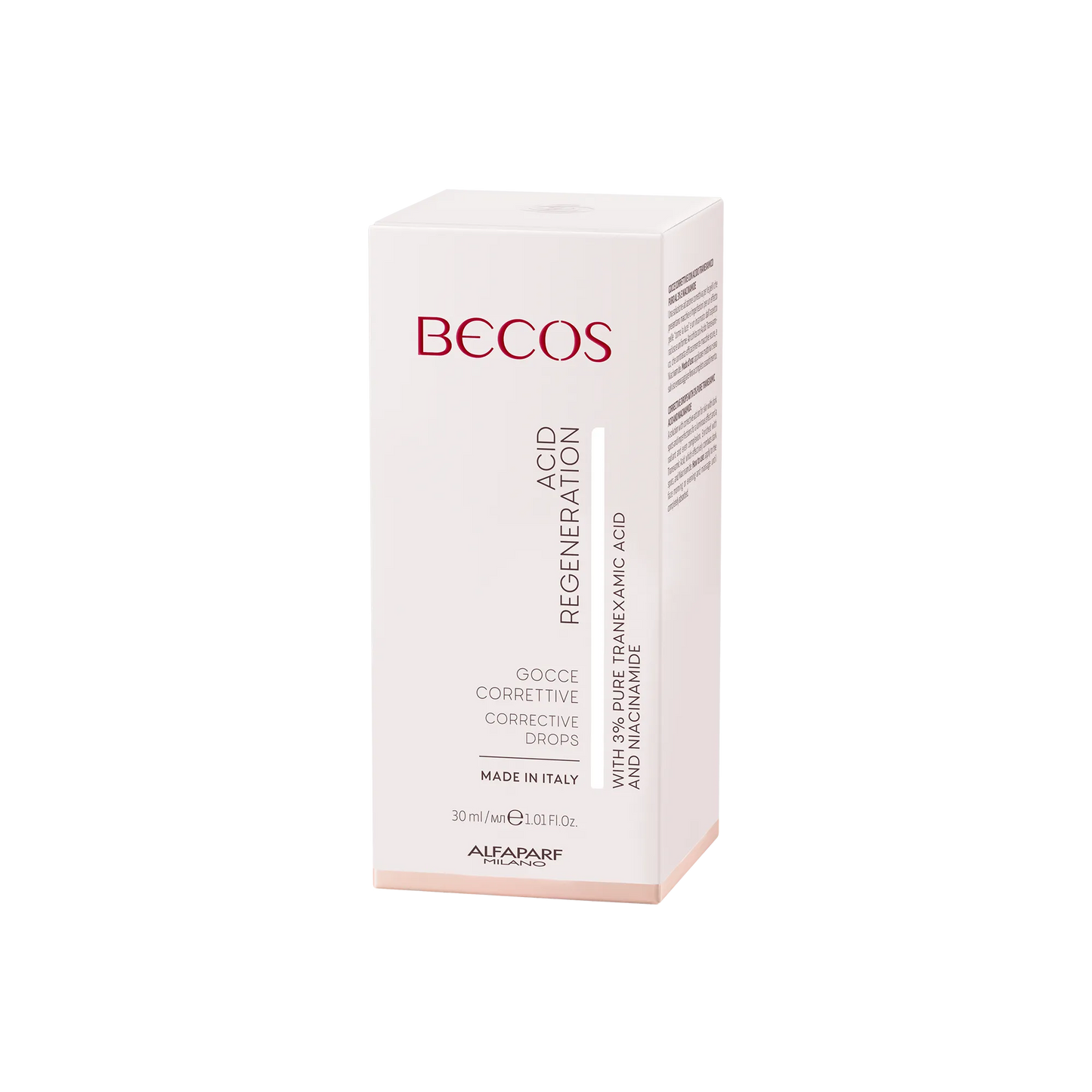 una soluzione ad azione correttiva per le pelli che presentano macchie e imperfezioni.
Dropper - 30 ml
Arricchita con Acido Tranexamico, che contrasta efficacemente macchie scure, e Niacinamide.
Applicare mattina o sera sul viso e massaggiare fino a completo assorbimento.