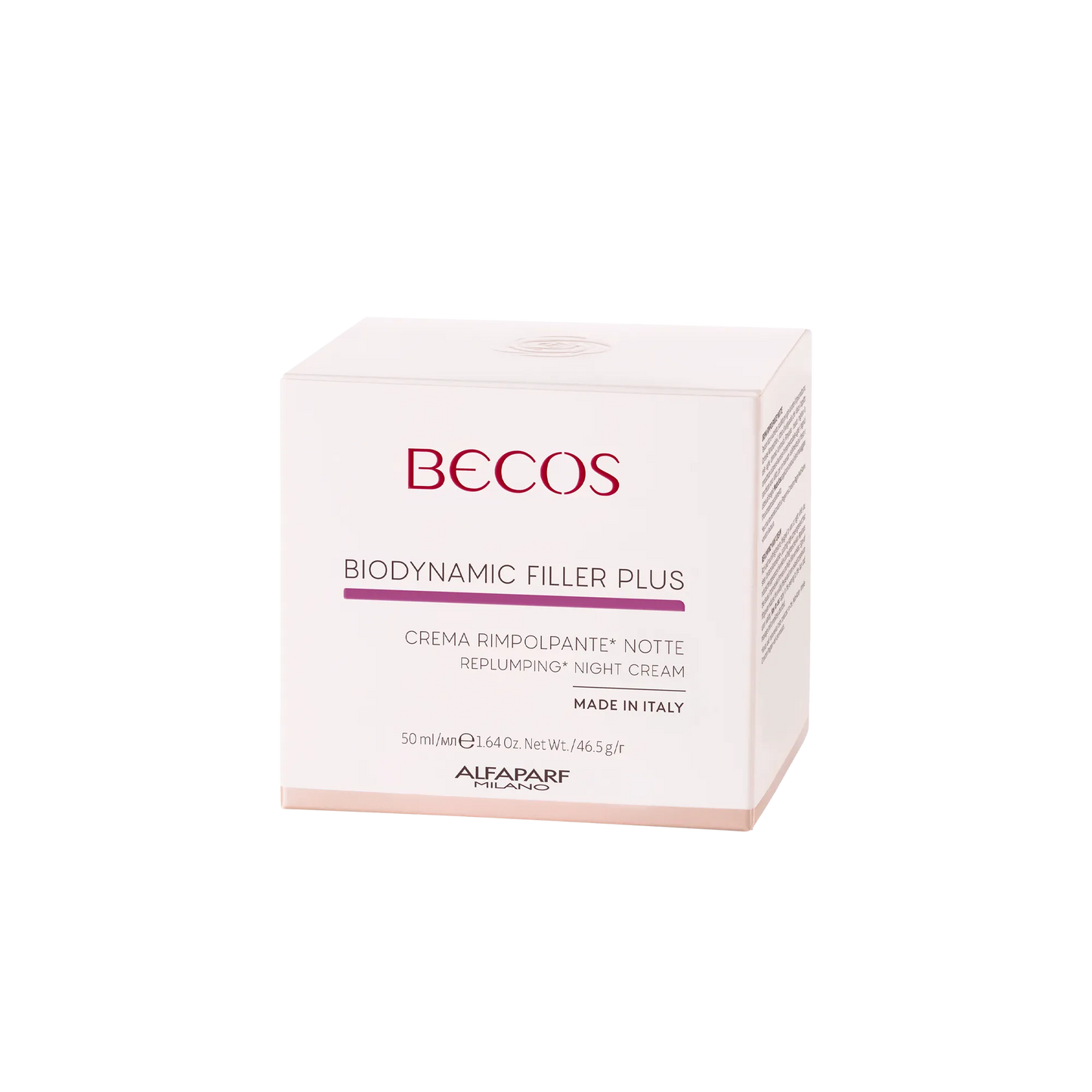 Azione riempitiva notturna
Texture ricca e nutriente, studiata per agire durante il riposo notturno. Rimpolpa i tessuti, migliora la compattezza cutanea e favorisce il riempimento delle rughe.
I segni di stanchezza sono ridotti, per un incarnato visibilmente più fresco e disteso al risveglio.