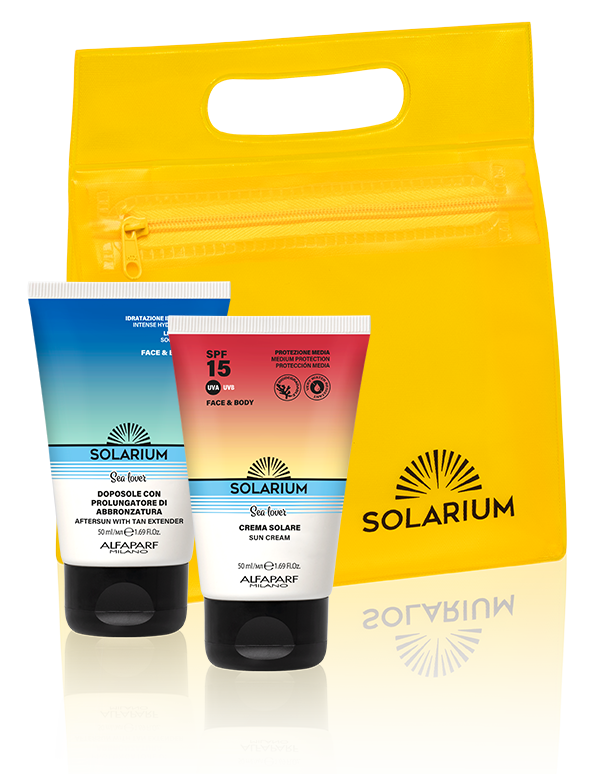 Una colorata pochette che racchiude la suncare routine essenziale e indispensabile anche in viaggio: crema solare e doposole in pratici formati a prova di check-in. Dimensioni mini, prestazioni maxi con i nuovi travel set di SOLARIUM SEA LOVER
