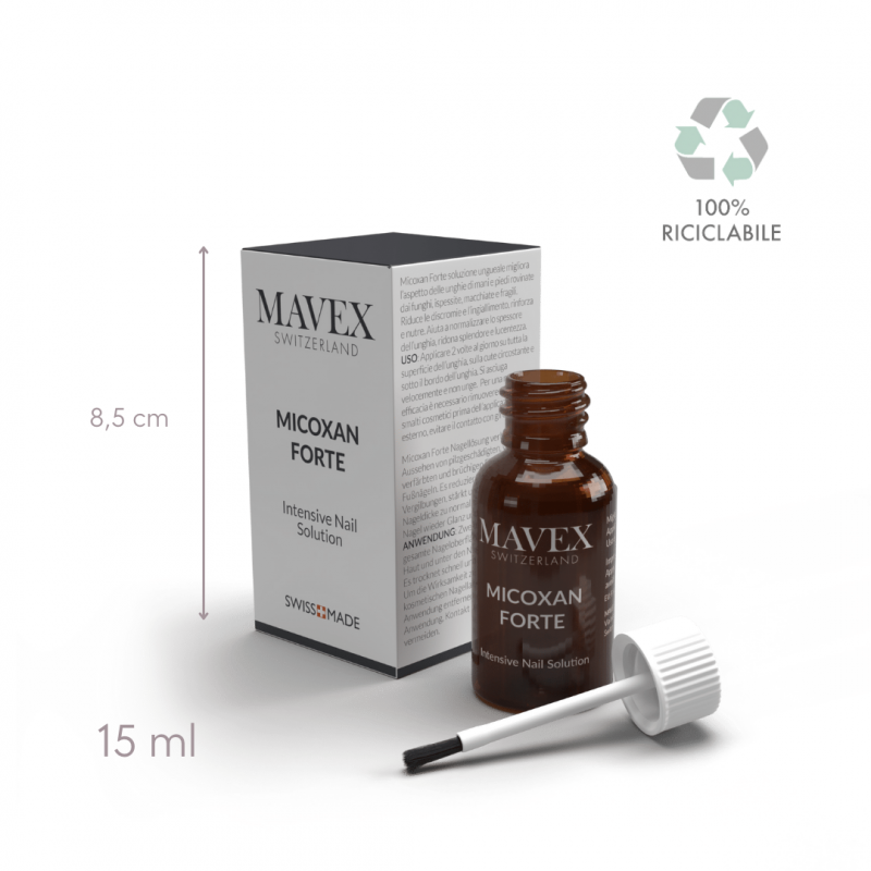 Soluzione intensiva per il trattamento di unghie ispessite, fragili, macchiate, rovinate dai funghi, dai solventi e dalle ricostruzioni unghie. Con il 99% di ingredienti naturali fra cui Creatina, Acido Salicilico, Acido Lattico e Urea, svolge un’intensa azione antisettica, riparatrice e protettiva, combattendo l’insorgenza del fungo responsabile delle micosi. Riduce le discromie,le striature e l’ingiallimento. Nutre e rinforza le unghie di mani e piedi ridonando loro una naturale lucentezza.