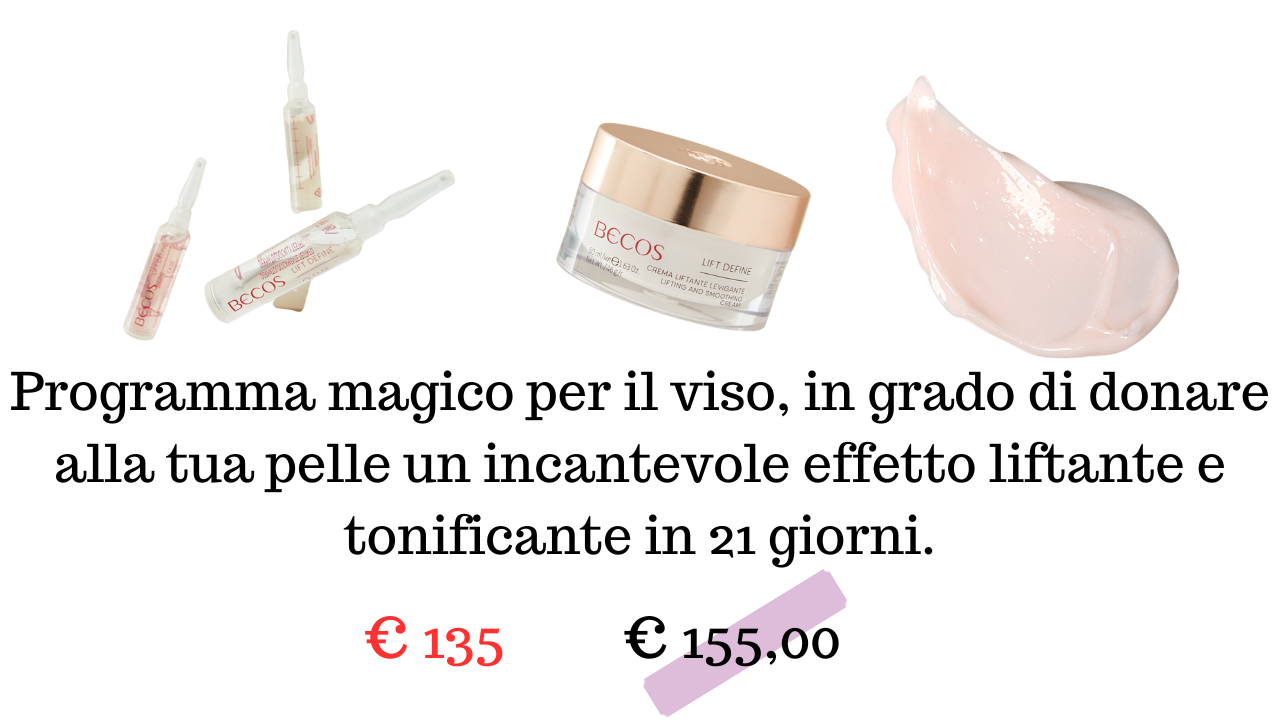 Un trattamento intensivo a effetto liftante, efficace in soli 21 giorni. 3 formulazioni sinergiche in 3 fasi successive, per contrastare in modo mirato rilassamenti cutanei e segni d’espressione. Il programma si compone di 3 fasi da 7 giorni. Ogni fase prevede l'applicazione del siero seguito dalla crema Lift Define