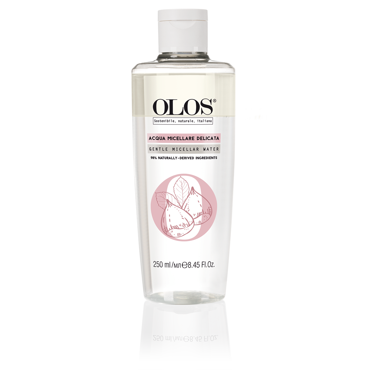 OLOS ACQUA MICELLARE DELICATA. Acqua micellare dalla formula bifasica, che deterge, strucca e tonifica, elimina con delicatezza le impurità ed il make-up, anche quello a lunga tenuta, ideale anche per le pelli sensibili e tendenti ai rossori. Gli ingredienti sono per il 98% di origine naturale.