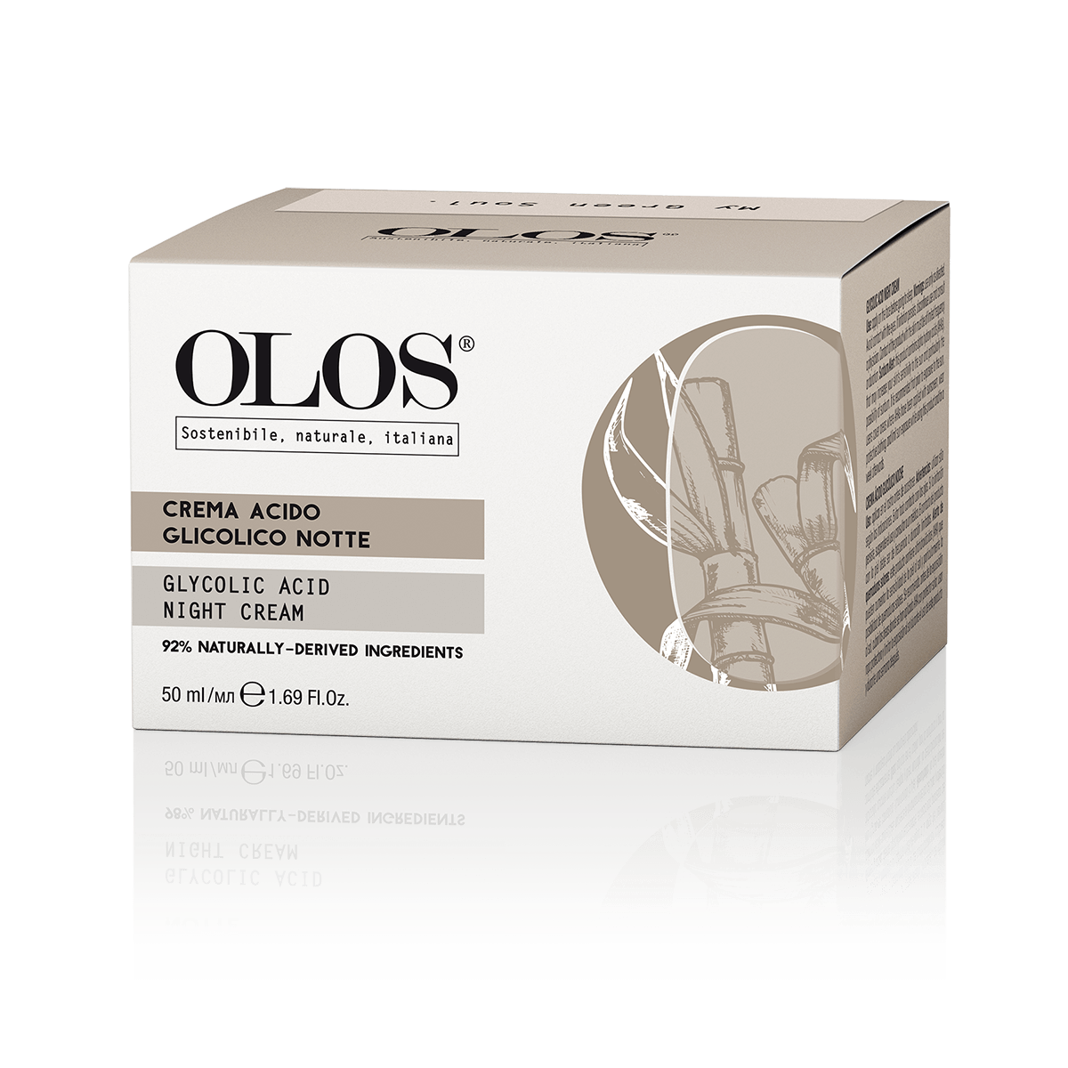 OLOS - CREMA ACIDO GLICOLICO NOTTE. Trattamento intensivo che sfrutta il potere riparativo delle ore notturne per rinnovare e levigare l' aspetto della pelle. Contiene vitamina E, Olio di Baobab, Olio di Argan e Aloe iper fermentata
