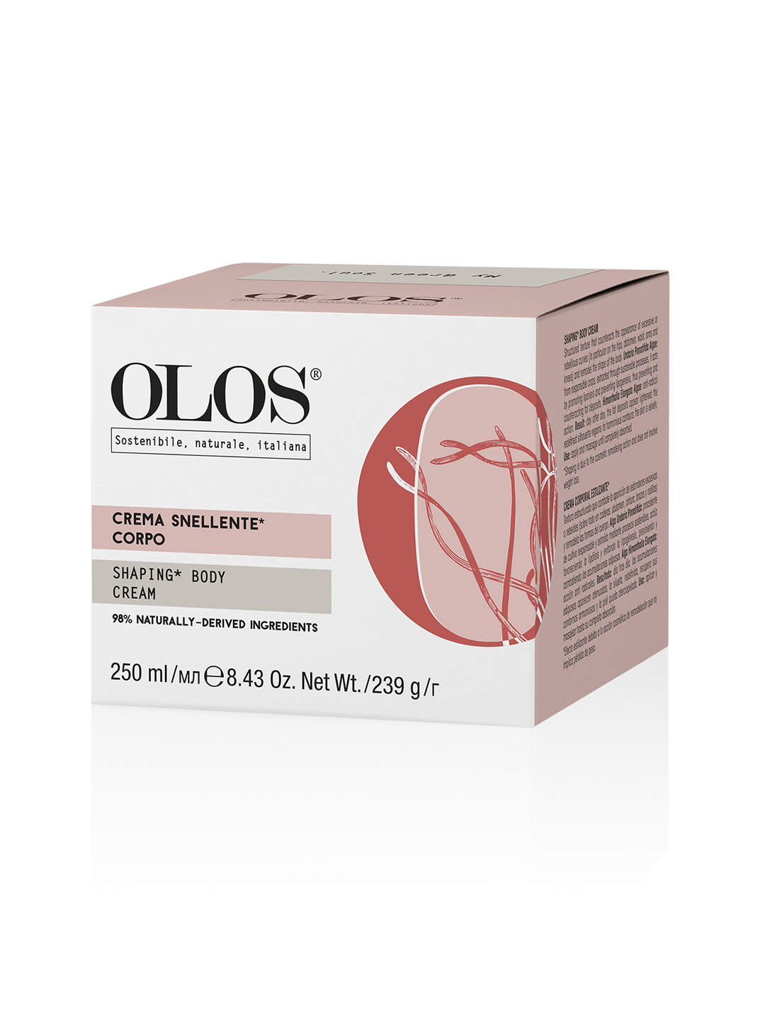 OLOS CREMA CORPO SNELLENTE. Crema strutturata che contrasta la comparsa di rotondità eccessive o ribelli (in particolare su fianchi, addome, vita, braccia e ginocchia) e rimodella le forme del corpo.