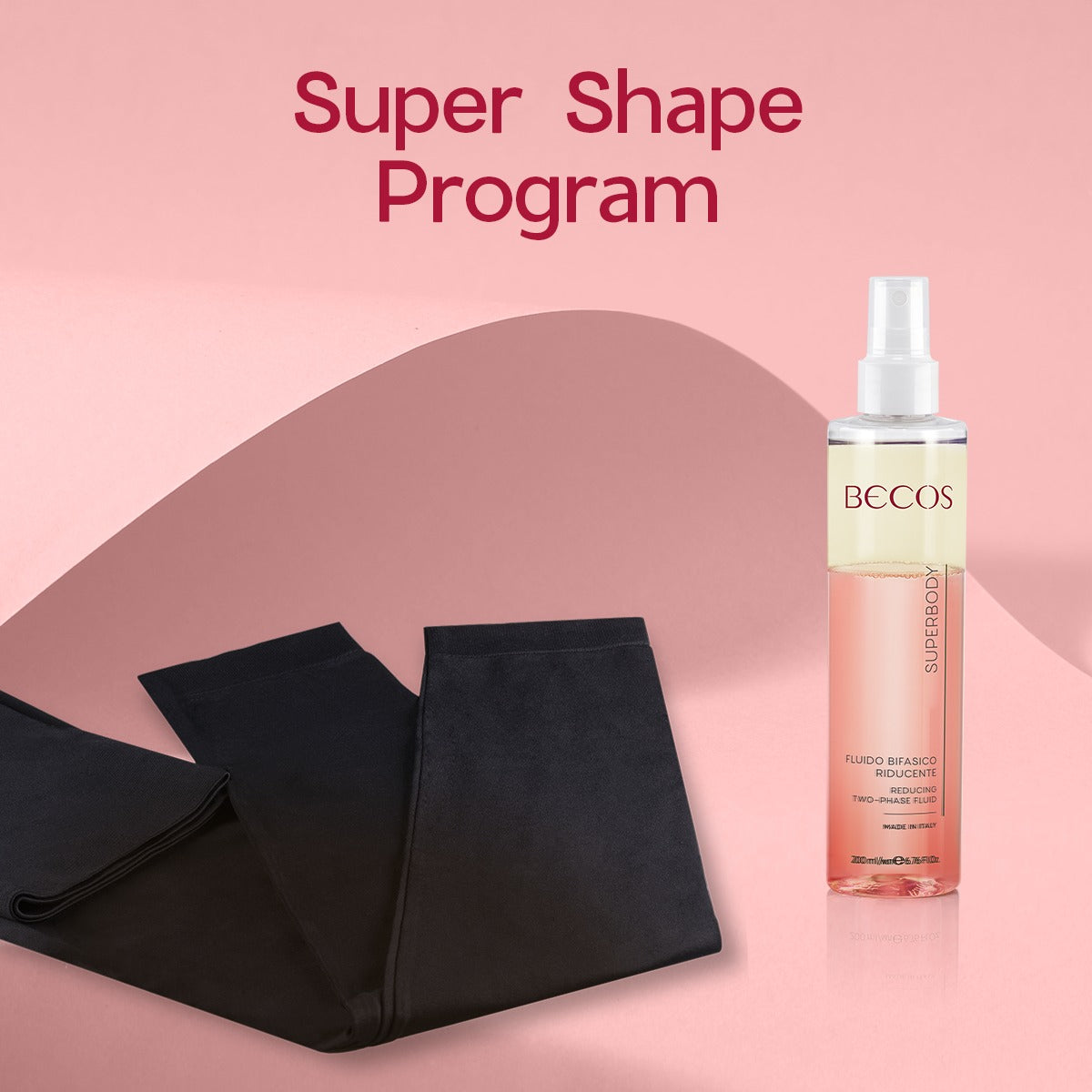 Sei alla ricerca di un'idea regalo di bellezza particolare? Scegli questo set corpo Becos super shape rimodellante snellente, un' elegante pochette contenente: 1 Fluido bifasico flacone 200 ml 1 legging rimodellante taglia S/M o L/XL