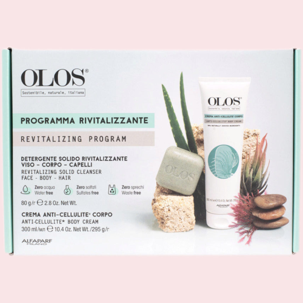 Kit rivitalizzante composto da:

Detergente solido rivitalizzante: Formulato con ingredienti di&nbsp;origine vegetale,&nbsp;pulisce&nbsp;la pelle, regala&nbsp;morbidezza&nbsp;e vitalità alla pelle e ai capelli.
Adatto a tutte le tipologie di pelle e capelli.

Crema anti-cellulite corpo: Fresca&nbsp;crema&nbsp;dal rapido assorbimento, che interviene contro gli inestetismi della&nbsp;cellulite, sia in fase iniziale che avanzata.