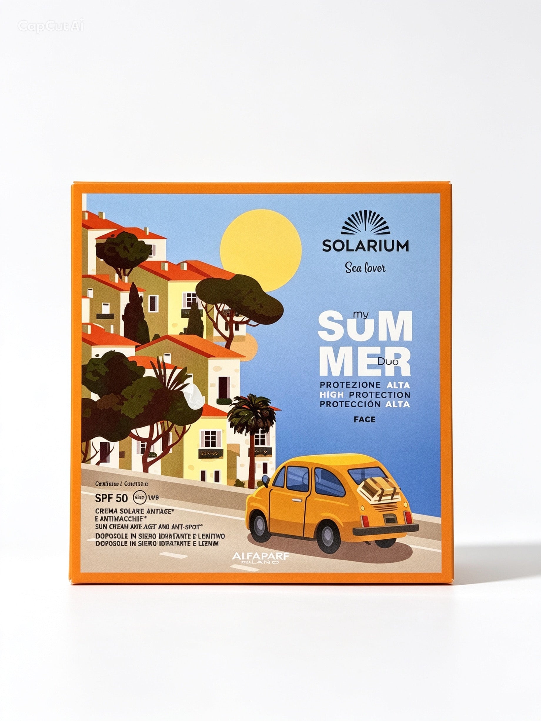 Un kit con CREMA SOLARE VISO ANTIAGE E ANTIMACCHIE SPF50+ tubo 50ml. e SIERO DOPOSOLE VISO IDRATANTE E LENITIVO flacone 50 ml.