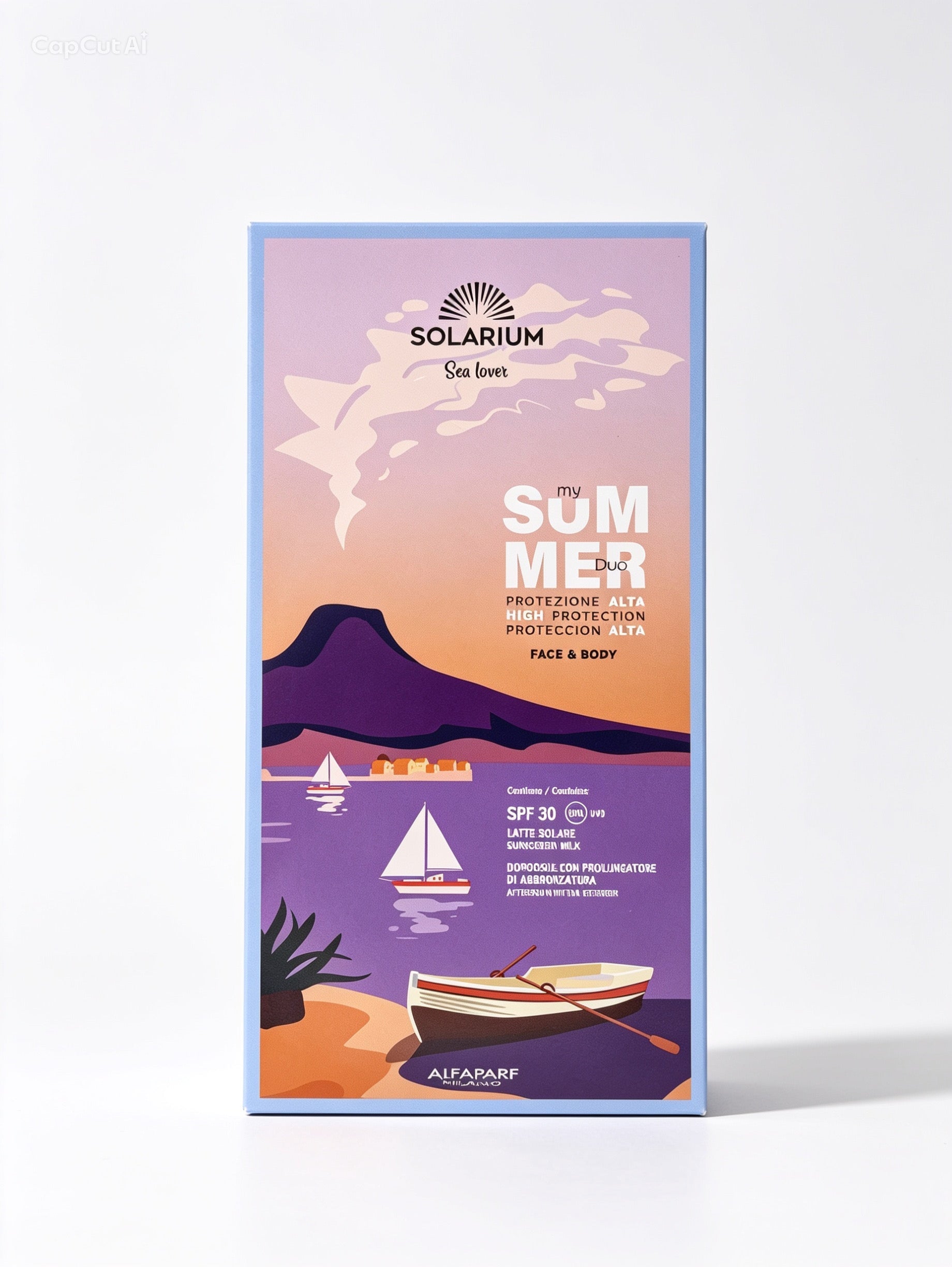 Un kit LATTE SOLARE SPF 30 flacone 150 ml.
DOPOSOLE CON PROLUNGATORE DI ABBRONZATURA tubo 250 ml.